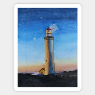 Lighthouse at Night Sticker